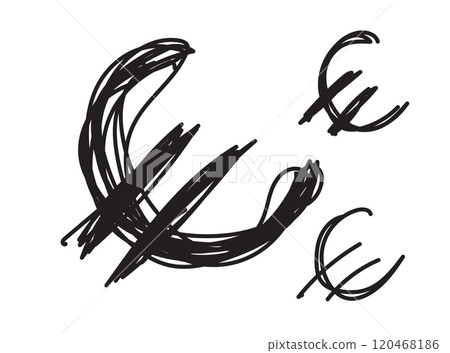 Hand drawn euro icon, European currency sign, coin symbol, euro drawing, price vector illustration 120468186
