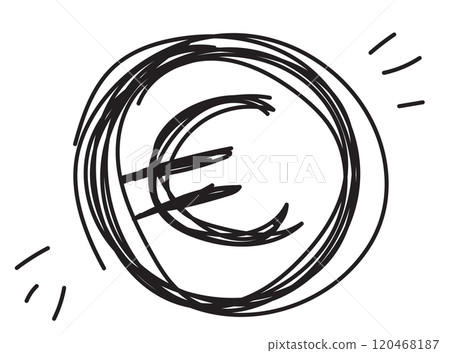 Hand drawn euro icon, European currency sign, coin symbol, euro drawing, price vector illustration 120468187