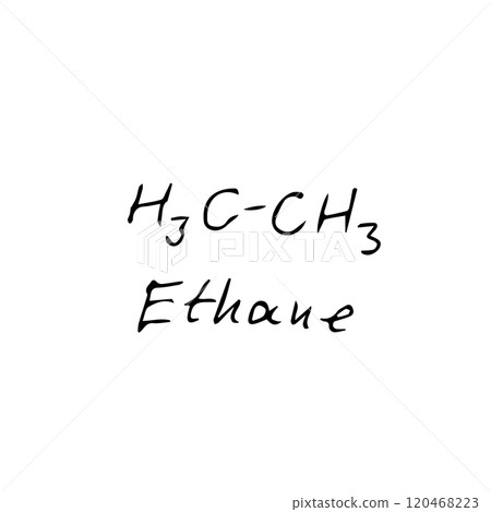 ethane molecule formula. Hand drawn imitation of ethane structural model 120468223