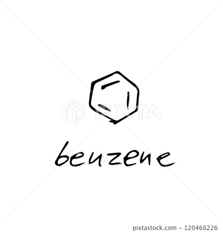 Benzene molecule formula. Hand drawn imitation of benzene structural model Benzene molecule formula. Hand drawn imitation of benzene structural model 120468226