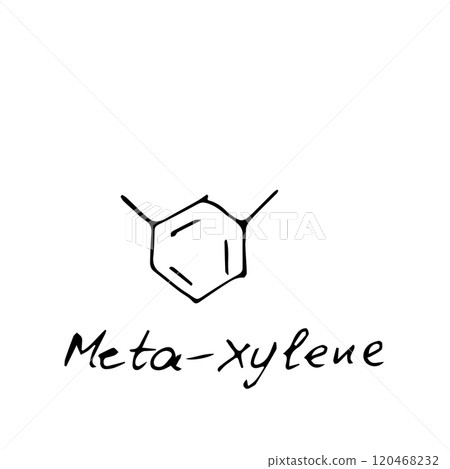 meta-xylene molecule formula. Hand drawn imitation of metaxylene structural model 120468232