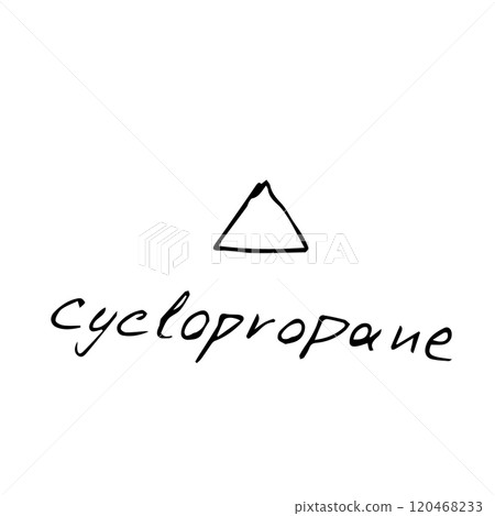 cyclopropane molecule formula. Hand drawn imitation of cyclopropane structural model cyclopropane molecule formula. Hand drawn imitation of cyclopropane structural model 120468233