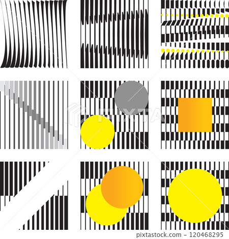 Geometric artwork pattern with vertical columns rectangles and trapezoids, rhythmic design Geometric artwork pattern with vertical columns rectangles and trapezoids, rhythmic design 120468295