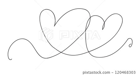 Continuous thin line heart vector illustration, minimalist love sketch doodle. One line art valentine icon Continuous thin line heart vector illustration, minimalist love sketch doodle. One line art valentine icon 120468303