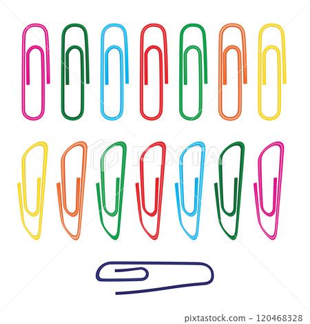 Note Paper Clips Isolated, Paperclips Set, Color Clips, Colorful Stationary, Paperclips Office Equipment 120468328