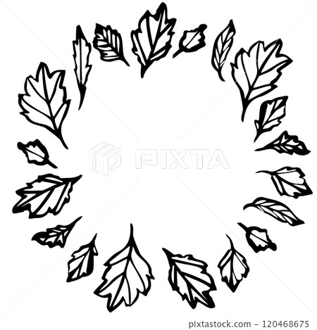 Frame with space for text with hand drawn botanical line art of flowers and leaves. Elegant template for crafting, invitations, and minimalist decor. vector illustration for creative projects. Frame with space for text with hand drawn botanical line art of flowers and leaves. Elegant template for crafting, invitations, and minimalist decor. vector illustration for creative projects. 120468675