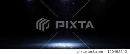 Sport background. Night podium. Blue ice floor texture with fog or mist. Snow and ice background. 3D rendering. Gradient background Sport background. Night podium. Blue ice floor texture with fog or mist. Snow and ice background. 3D rendering. Gradient background 120468840