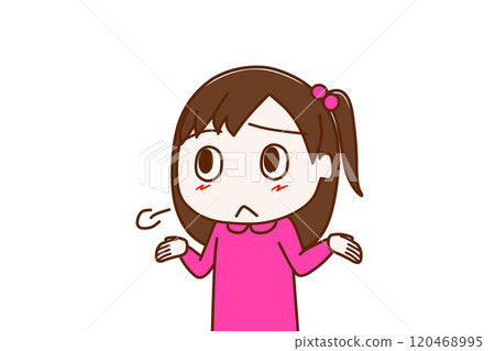 (Upper body tilted) A girl sighs in exasperation (Upper body tilted) A girl sighs in exasperation 120468995
