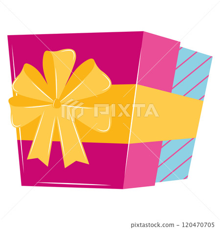 Pink and blue gift box with yellow bow, Vector Pink and blue gift box with yellow bow, Vector 120470705