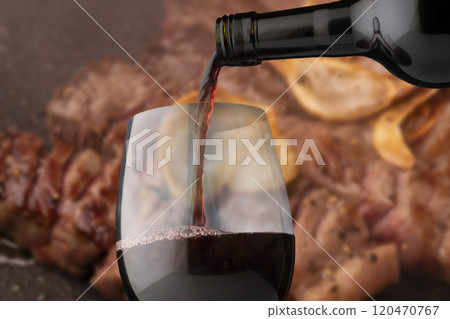 Red wine, Japanese black beef, fillet steak Red wine, Japanese black beef, fillet steak 120470767