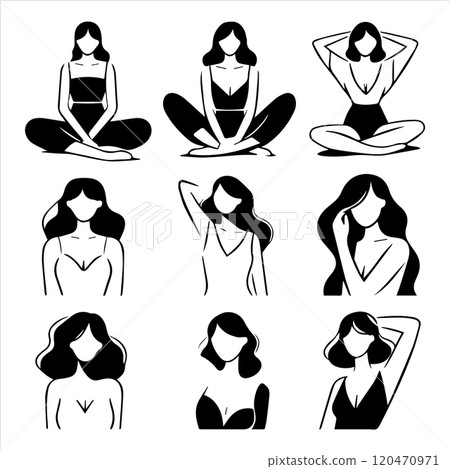 woman body care and body part icon isolated on white 120470971