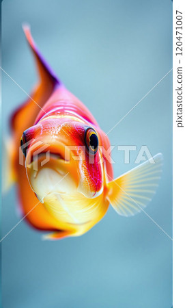 Colorful goldfish swimming gracefully in a serene aquarium setting 120471007