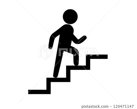 Icon (pictogram) of a person climbing stairs Icon (pictogram) of a person climbing stairs 120471147