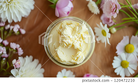 Creamy homemade butter in bowl, traditional food and country life 120472210