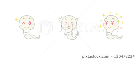 Snake illustration 3 types 02 Wink Surprise Money (● White) | Clip art 120472224