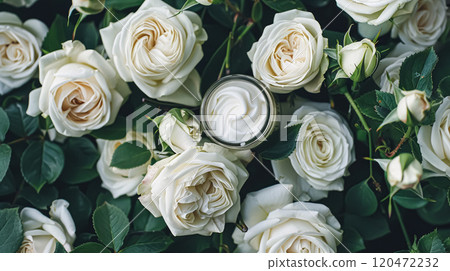 Face cream moisturiser as skincare and bodycare product with flowers background, spa and organic beauty cosmetics for natural skin care routine 120472232
