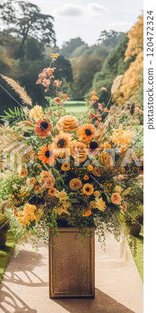 Floral decoration, wedding decor and autumn holiday celebration, autumnal flowers and event decorations in the English countryside garden, country style idea Floral decoration, wedding decor and autumn holiday celebration, autumnal flowers and event decorations in the English countryside garden, country style idea 120472324