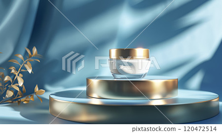 Face cream moisturiser, skincare and bodycare product on blue background, spa and organic beauty cosmetics for natural skin care routine 120472514
