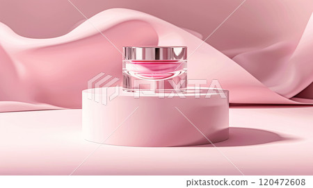 Face cream moisturiser, skincare and bodycare product on pink background, spa and organic beauty cosmetics for natural skin care routine 120472608