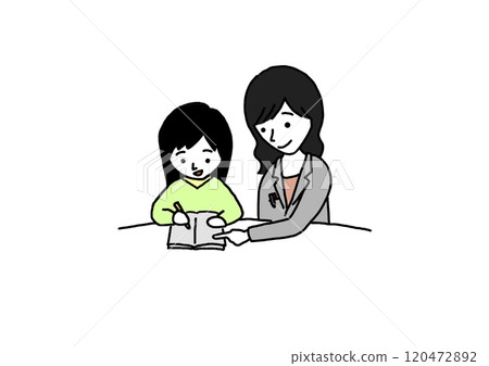 A girl studying and a female teacher teaching A girl studying and a female teacher teaching 120472892