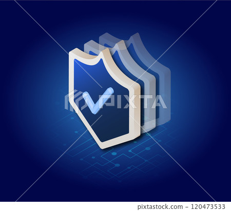 The cyber security, data privacy protection shield with check icon  120473533