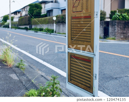 Bus stop in a residential area Bus stop in a residential area 120474135