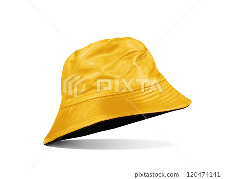 Yellow bucket hat isolated on white background. 120474141