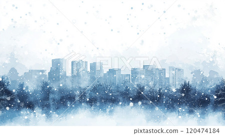 Winter cityscape in the city center, snow 120474184