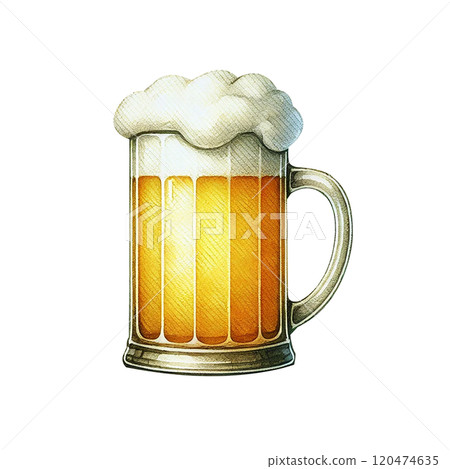 Realistic illustration of a golden cold beer mug 120474635