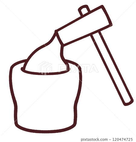 .Illustration of a pestle and mortar for a mochi pounding event 120474725