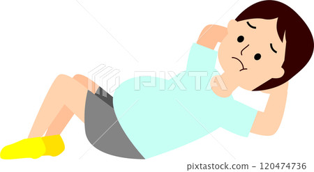 肥胖男子做仰臥起坐 120474736