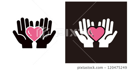 兩隻手拿著代表愛和心的心的圖標集_Silhouette_Palms 兩隻手拿著代表愛和心的心的圖標集_Silhouette_Palms 120475249