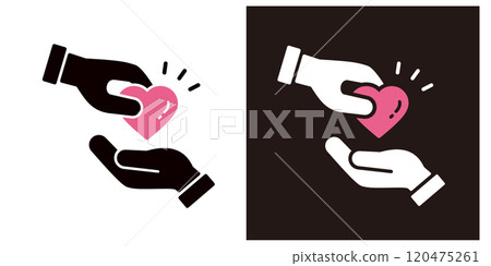 Icon set of hands passing a heart representing love _ Silhouette _ Surprise Icon set of hands passing a heart representing love _ Silhouette _ Surprise 120475261