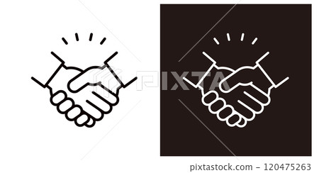Simple hand illustration set for shaking hands _ thick line icon _ shirt 120475263