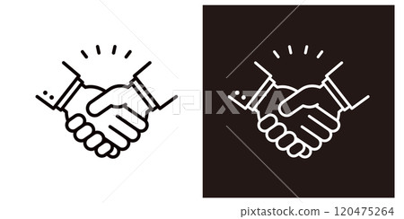 Simple hand illustration set for shaking hands _ thick line icon _ suit 120475264