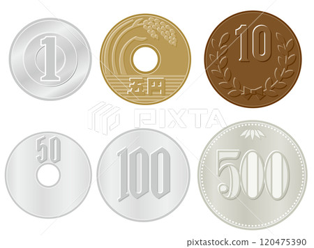 日本錢零錢彩色插畫素材 120475390