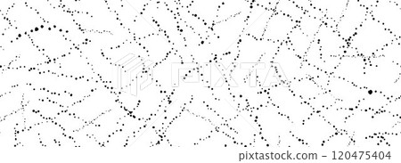 Splashed dots seamless texture. Distress sprinkled paint drop background. Black grain grunge speckle wallpaper. Spatter watercolor repeated backdrop. Vector splattered dribbled particles, drops, dirt 120475404