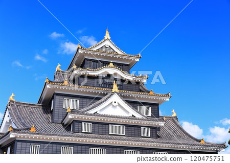 [岡山縣]岡山城天守閣與秋葉（令和大整修後） 120475751