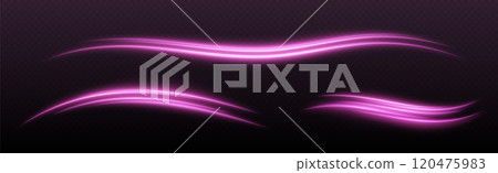 Glowing pink light swirl with smooth, flowing curves. Light effect in motion concept. 120475983