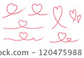 Vector set of hand-drawn line hearts with curls 120475988