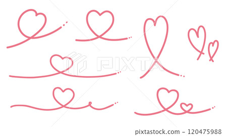 Vector set of hand-drawn line hearts with curls 120475988