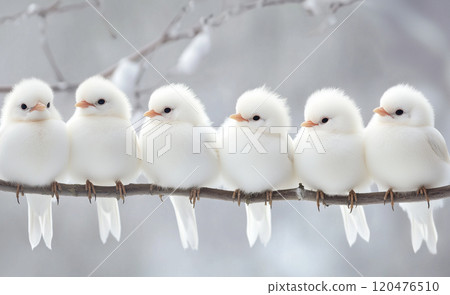 Six little white birds 120476510