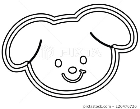 Outline of puppy face for kid colouring book, art, painting, animal, tattoo, pet shop, vet, dog cartoon, character, comic, mascot, cute patch, brooch, adopt and rescue pet, foster home, shelter 120476726