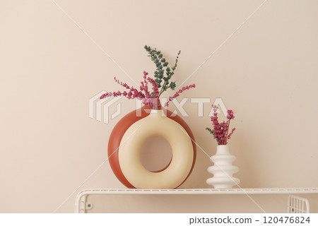 Stylish and Artistic Decorative Vases Featuring Beautifully Colorful Dried Flowers Stylish and Artistic Decorative Vases Featuring Beautifully Colorful Dried Flowers 120476824