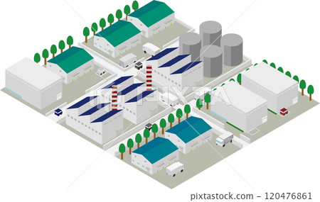 Isometric cityscape with factories and warehouses 120476861
