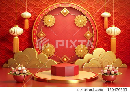 lunar year podium product display 120476865