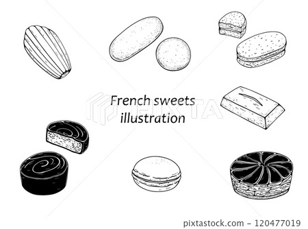 法式烘焙食品線描集 法式烘焙食品線描集 120477019