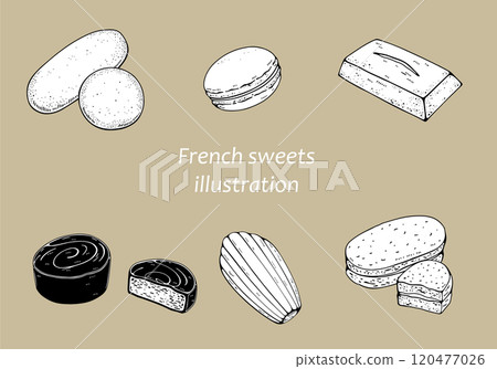 French baked goods illustration set 120477026