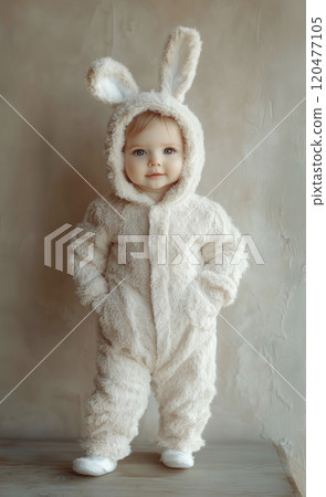 穿著兔子服裝的寶寶 120477105