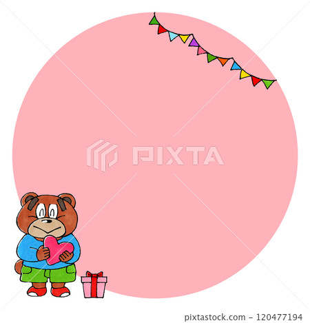帶有心複製空間的熊角色(粉紅色) 帶有心複製空間的熊角色(粉紅色) 120477194